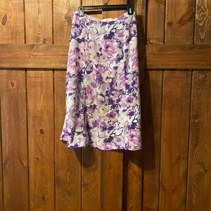 Vintage Alfred Dunner Purple Floral Midi Skirt